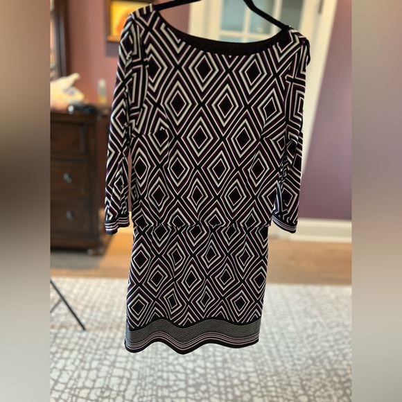 WHBM Purple/Black Diamond Print Tunic Dress Size Medium - Picture 3 of 4